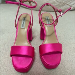 Steve Madden Hot Pink Satin Heel Sandals